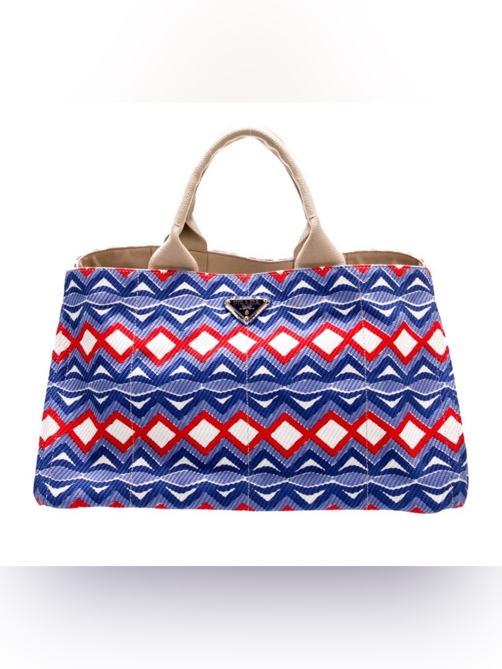 PRADA Canapa Stampata Indaco R. Argyle Tote Bag